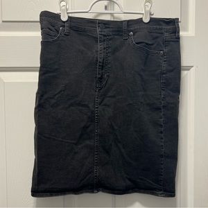 Size 30 black wash denim knee length skirt from Gap